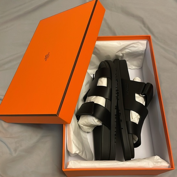 Authentic New Hermes H Leather Dad sandals - Picture 9 of 13